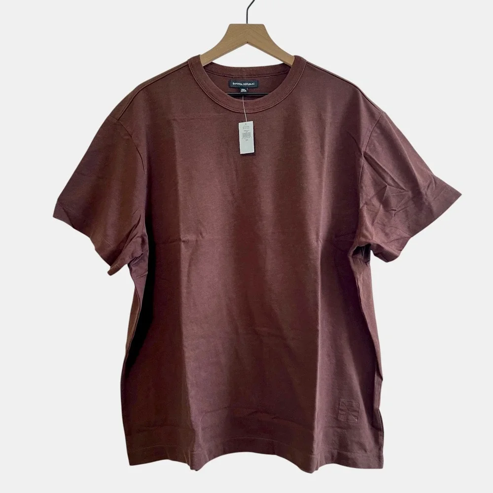 Banana Republic Men Heavyweight Cotton XXL Crewneck Shirt Brown Relaxed Fit NWT